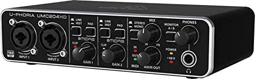 Behringer UMC204HD Audiophiles 2x4, 24-Bit/192 kHz USB-Audio/MIDI-Interface mit Midas-Mikrofonvorver