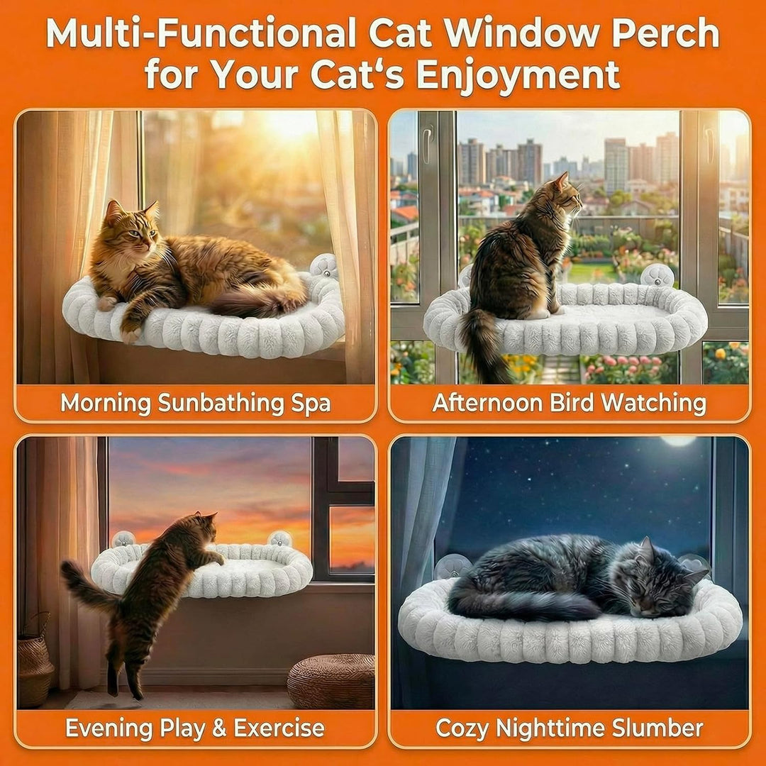 Homegroove Katzen-Fensterliege, 60 x 30 cm Faltbare Katzenhängematte für das Fenster mit 4-seitiger