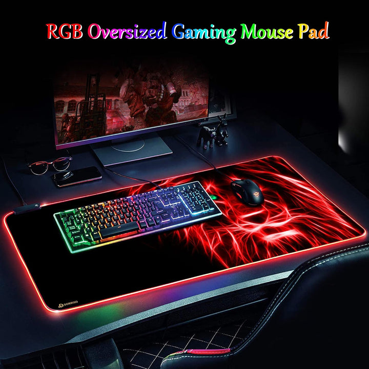 DORRISO Neu Gaming Mauspad Grosses RGB 900x400x3 mm XXL LED Schreibtischunterlage Wasserdicht Anti R