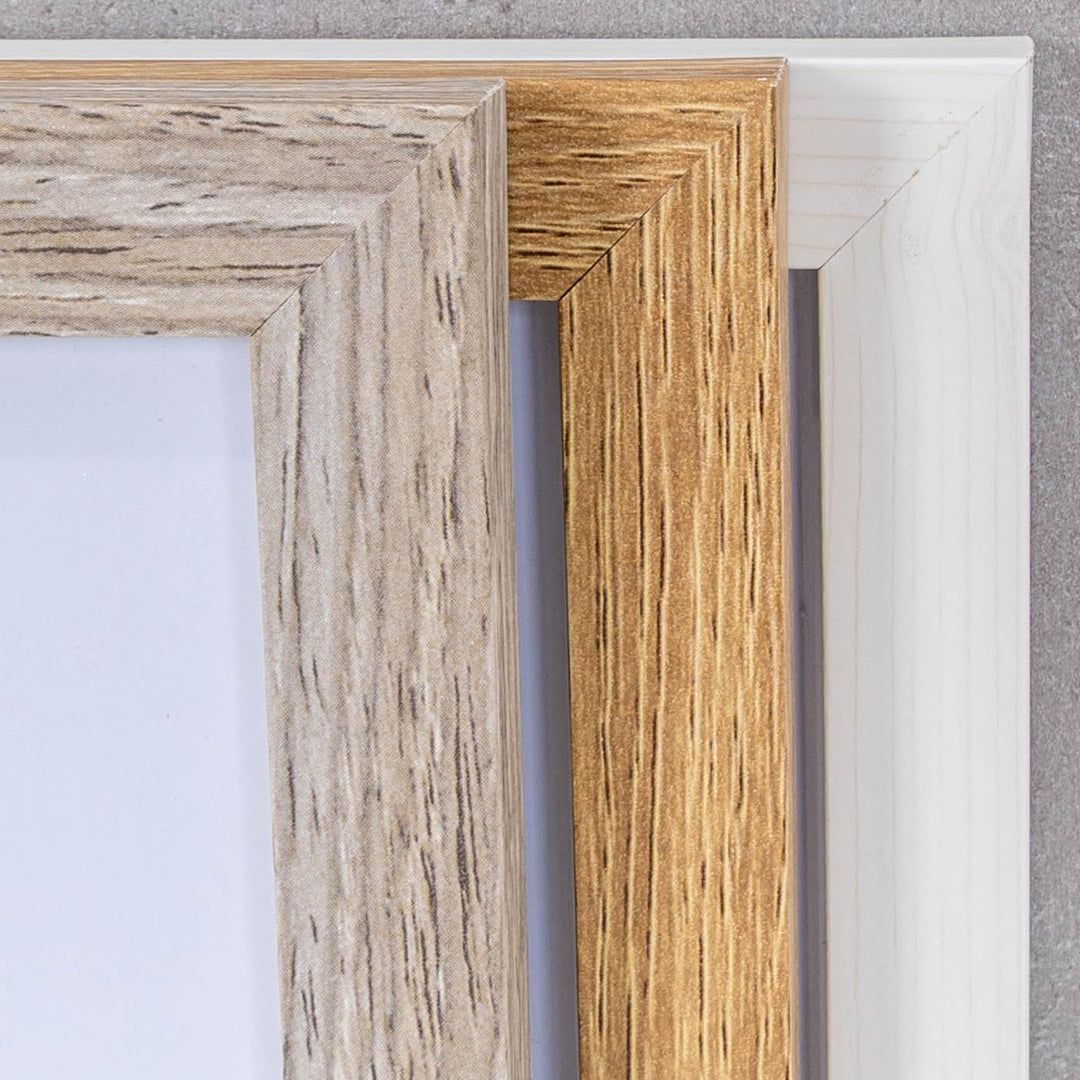 levandeo Bilderrahmen Collage 3 Fotos 10x15cm Eiche Gekälkt Natur MDF Holz Passepartout Glasscheibe