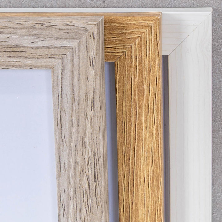 levandeo Bilderrahmen Collage 3 Fotos 10x15cm Eiche Gekälkt Natur MDF Holz Passepartout Glasscheibe