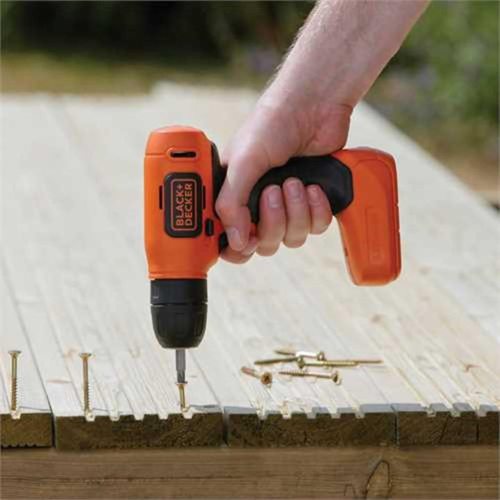 Black+Decker Ultra-Kompakt-Bohrer, Akkubohrer (7.2V, 1.5Ah Li-Ion Akku, 10mm Schnellspannbohrfutter,