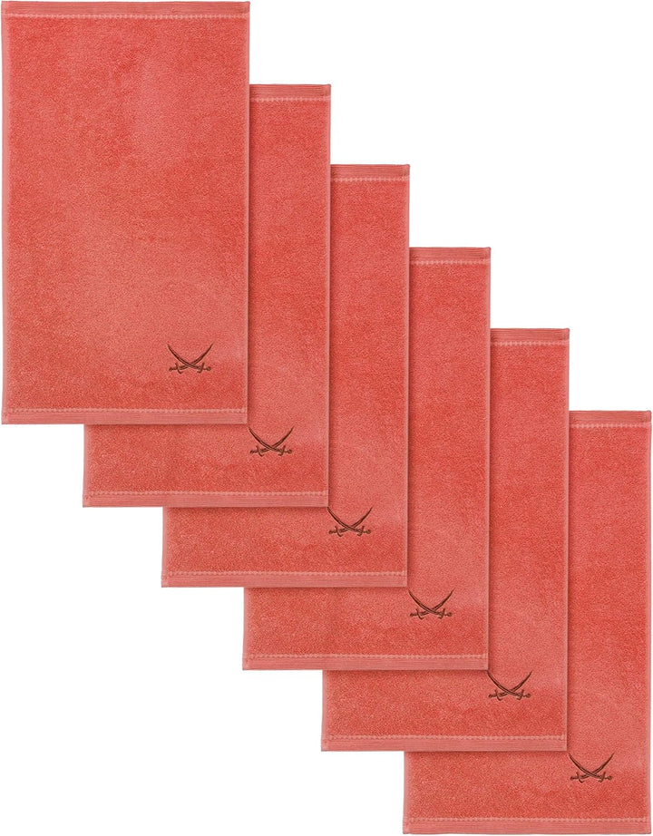 Sansibar Gästehandtuch 6er Set 30x50 cm 100% Baumwolle mit gesticktem Säbel Logo Set Handtuch Seiftu