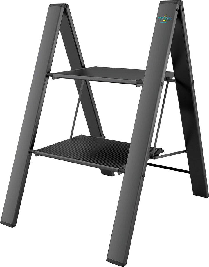 Anodized Aluminium Steps Stool Leonardo 2 Black 2 steps Schwarz, 2 steps Schwarz