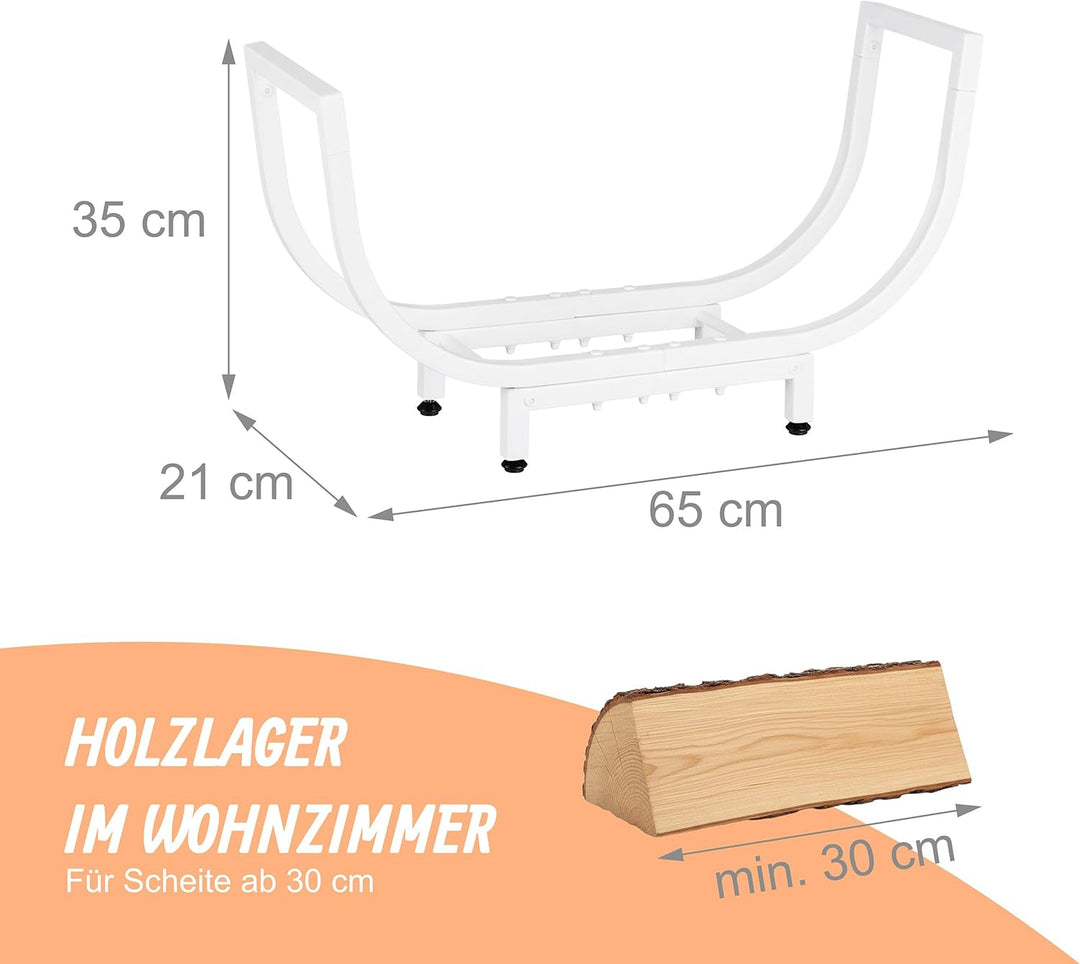Relaxdays Kaminholzregal, Metall, HxBxT: 35 x 65 x 21 cm, Kaminholzhalter innen, geschwungener Kamin