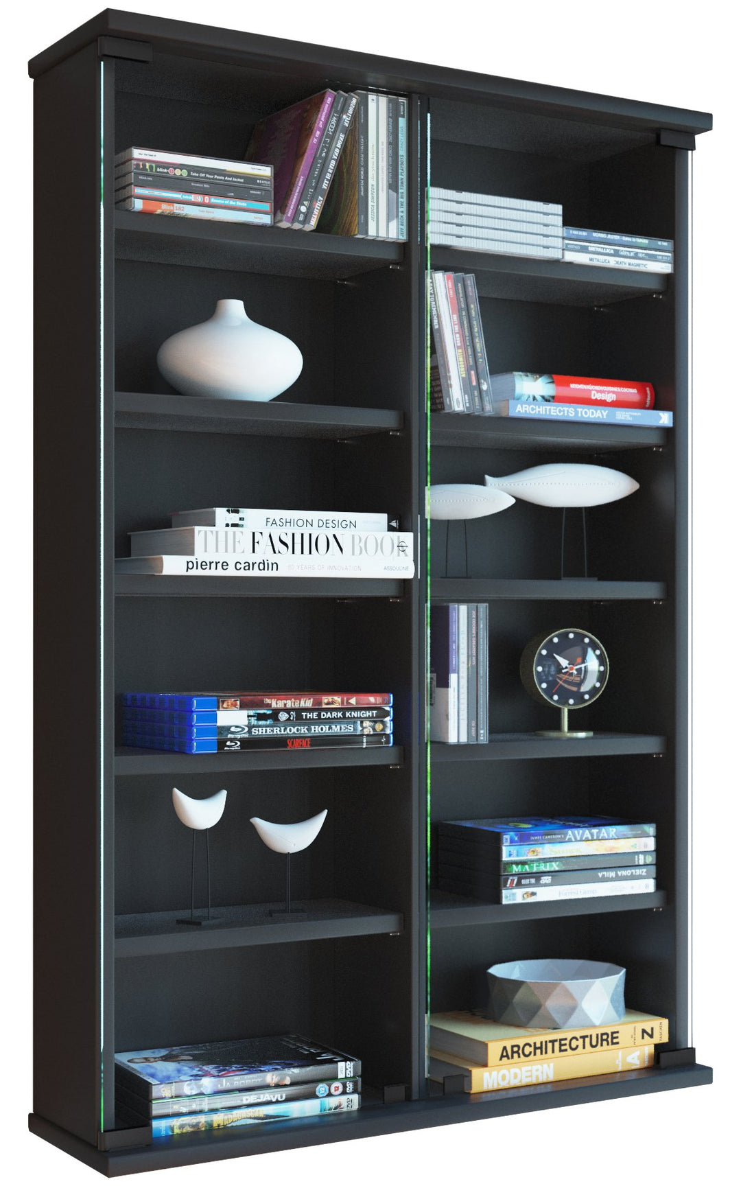 VCM Wandregal Hängeregal Wandschrank Hängeschrank Wandvitrine Wandschrank Schwarz 18 x 60 x 91,5 cm