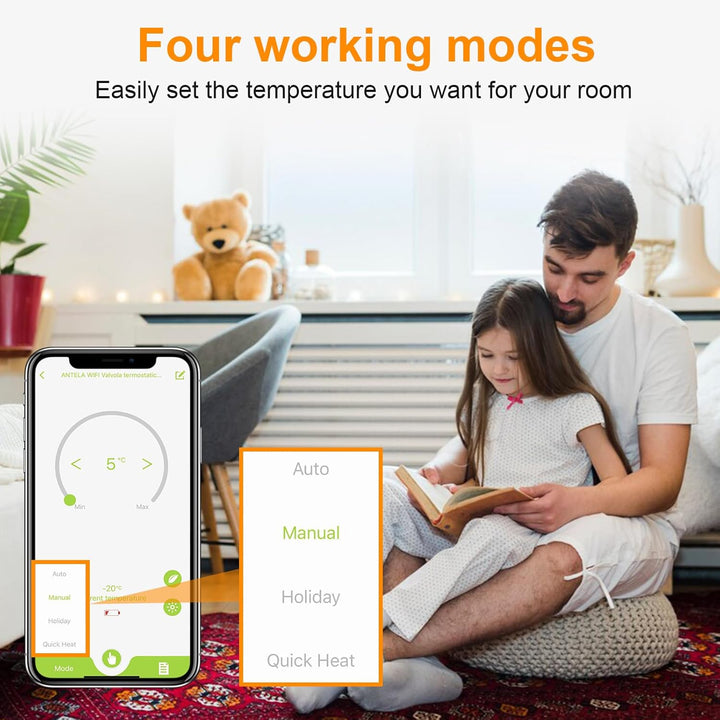 Smart Heizkörperthermostat mit APP WLAN ANTELA Digitales Display zur Kontrolle der Heiztemperatur, K