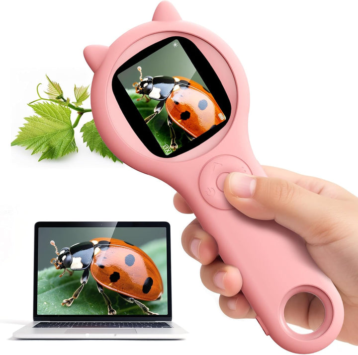 Ashfly Handheld mikroskop für Kinder, 2,0" IPS-Bildschirm 200X tragbares Taschenmikroskop für Kinder