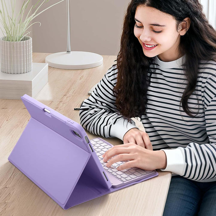 Vobafe Hülle mit Tastatur für iPad A16 11/10 Generation (2025/2022, 10,9/11 Zoll), Magnetisch Abnehm