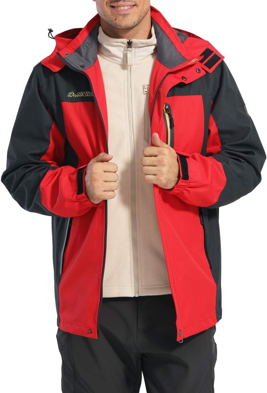 KEFITEVD Softshelljacke Herren Wasserabweisende Funktionsjacke mit Abnehmbarer Kapuze Leichte Outdoo