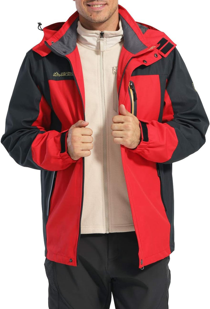 KEFITEVD Softshelljacke Herren Wasserabweisende Funktionsjacke mit Abnehmbarer Kapuze Leichte Outdoo