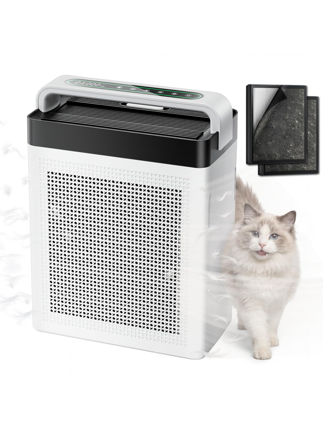 Luftreiniger mit Aktivkohlefilter, Doppel-Ansaugung, CADR 300 m³/h | bis 232 m², Air Purifier H13 HE