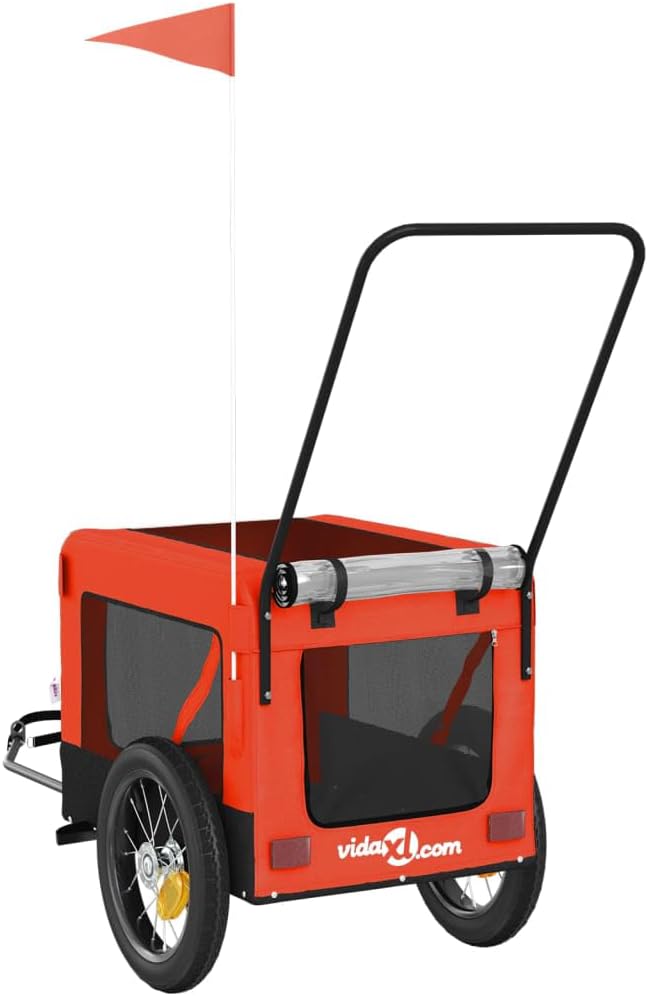 vidaXL Fahrradanhänger Hunde Grau und Schwarz Oxford-Gewebe & Eisen 120 x 54.5 x 53 cm Orange, 120 x