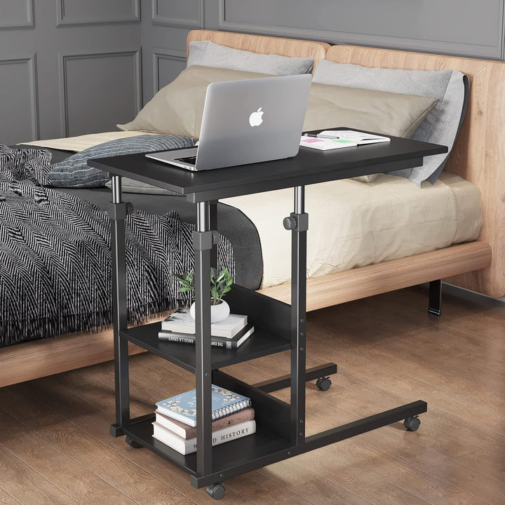 Dripex Beistelltisch mit Rollen Laptoptisch Höhenverstellbar Schreibtisch aus Holz, Sofatisch Nachtt