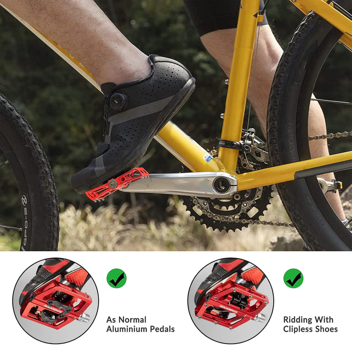 ROCKBROS Fahrradpedale Aluminium rutschfest 2 in 1 SPD Pedale/Plattform Pedale für MTB Rennrad Stadt