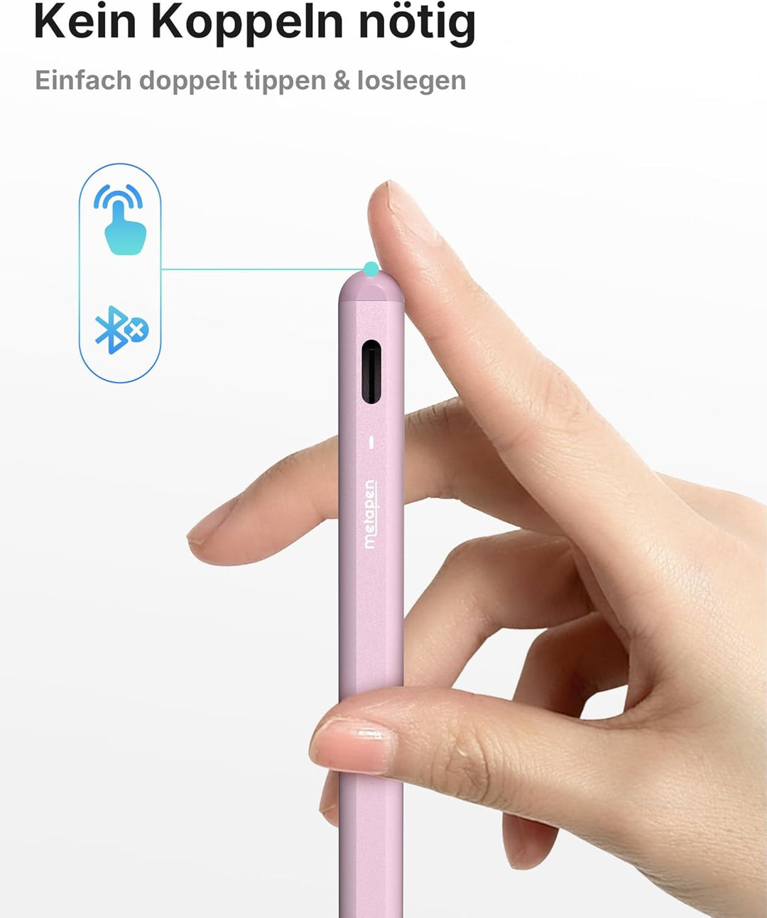 metapen Stift A8 Kompatibel mit Apple iPad 2018-2023, Schnelle Aufladung, Neigungserkennung, Palm-Ab