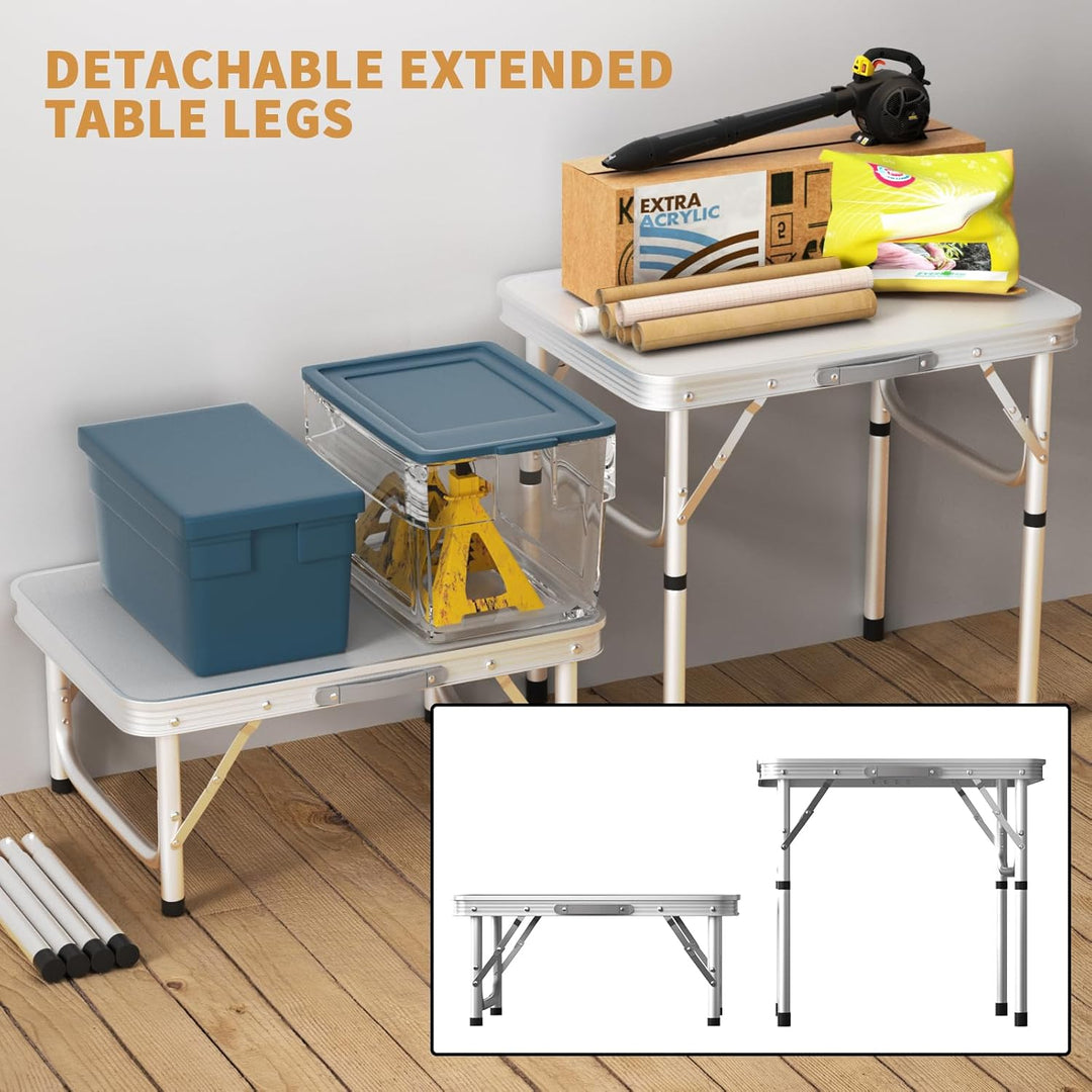 Qimu Klappbarer Campingtisch mit 2 verstellbaren Höhen, leichter Aluminium-Picknicktisch, tragbar, f