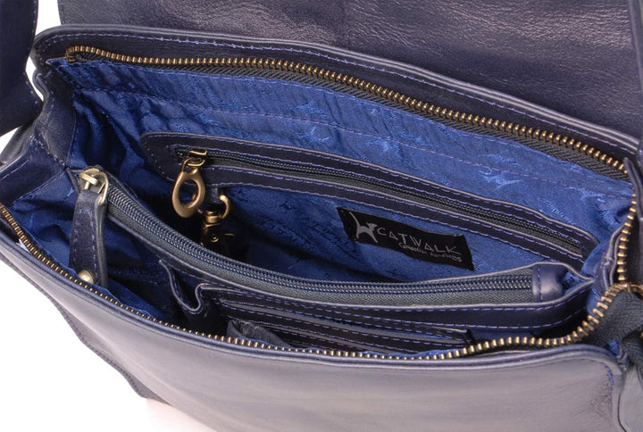 Catwalk Collection Handbags - Damen Leder Umhängetasche - Crossbody Bag/Handtasche Mittelgross - Ver