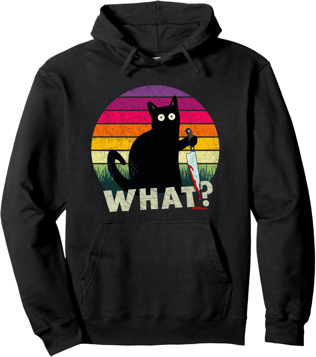 Katze What? Halloween Mörderische Katze mit Messer Geschenk Pullover Hoodie
