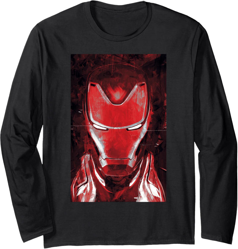 Marvel Avengers Iron Man Red Paint Portrait Langarmshirt