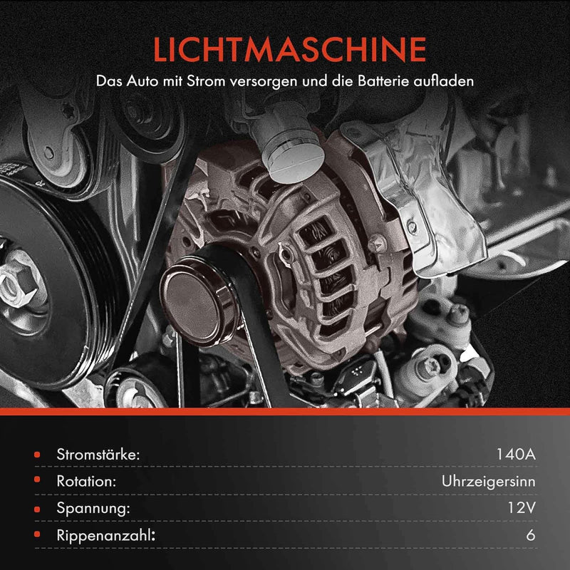 Frankberg Lichtmaschine Generator 140A Kompatibel mit A4 8EC 2.7L 3.0L 2004-2008 A4 Avant 8ED 2.7L 3