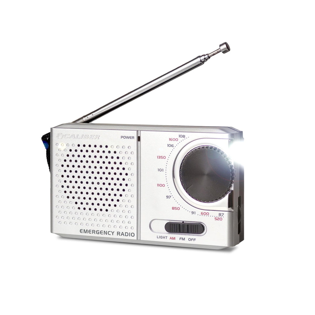 Caliber FM/AM Radio Batteriebetrieben mit Taschenlampe - Notfall Kit - Tragbares Radio - Kopfhöreran