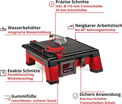 Einhell Akku-Fliesenschneider TE-TC 18/115 Li-Solo Power X-Change (Li-Ion, 18 V, max. 3.800 min-1, i