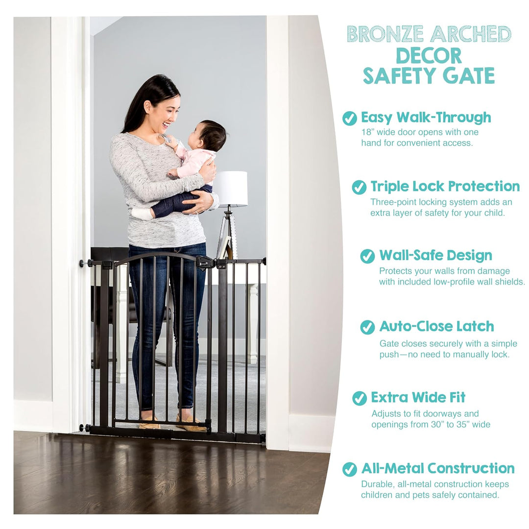 Regalo Arched Decore Easy Step Extra Wide Baby Gate, Extra Wide