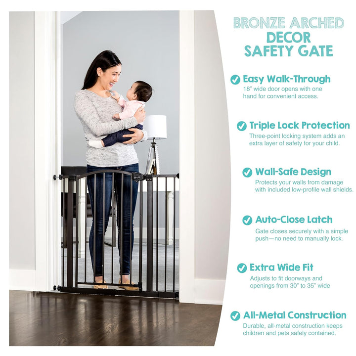 Regalo Arched Decore Easy Step Extra Wide Baby Gate, Extra Wide