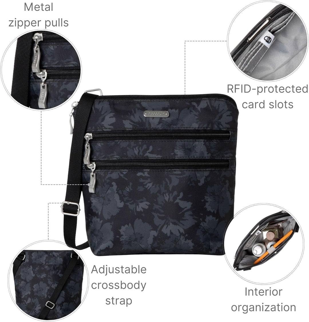 Baggallini Damen Essential Tasche für Frauen-Integrierter RFID-Kartenhalter-Crossbody Geldbörse mit