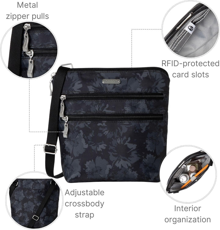 Baggallini Damen Essential Tasche für Frauen-Integrierter RFID-Kartenhalter-Crossbody Geldbörse mit