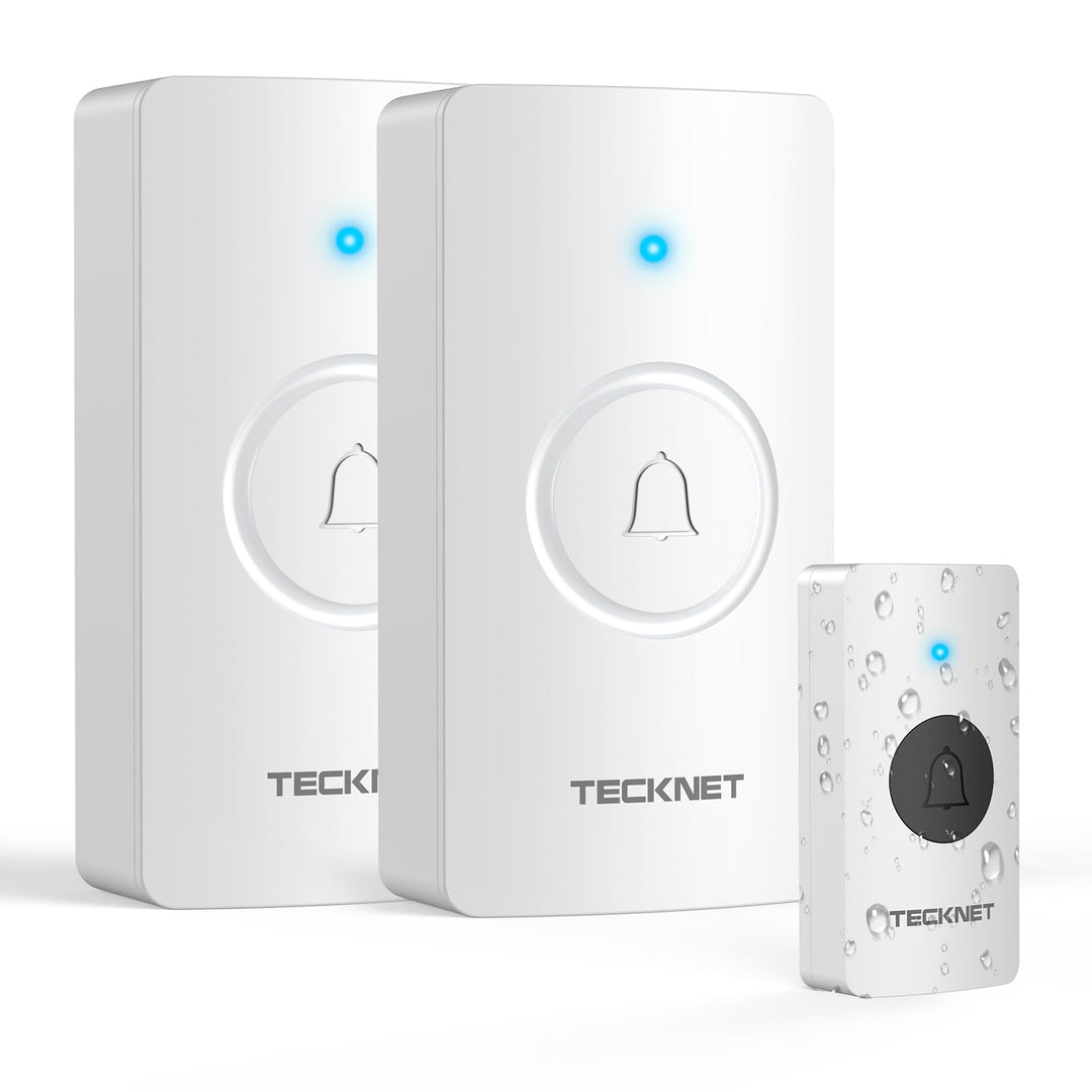 TECKNET Funkklingel, 400m Reichweite IP67 Funkklingel aussen wasserdicht, Funkklingel Batteriebetrie