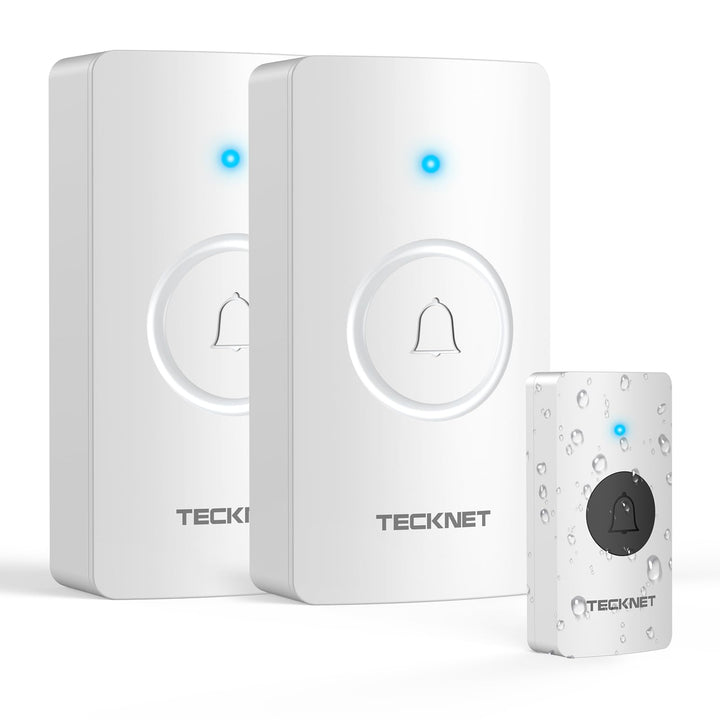 TECKNET Funkklingel, 400m Reichweite IP67 Funkklingel aussen wasserdicht, Funkklingel Batteriebetrie