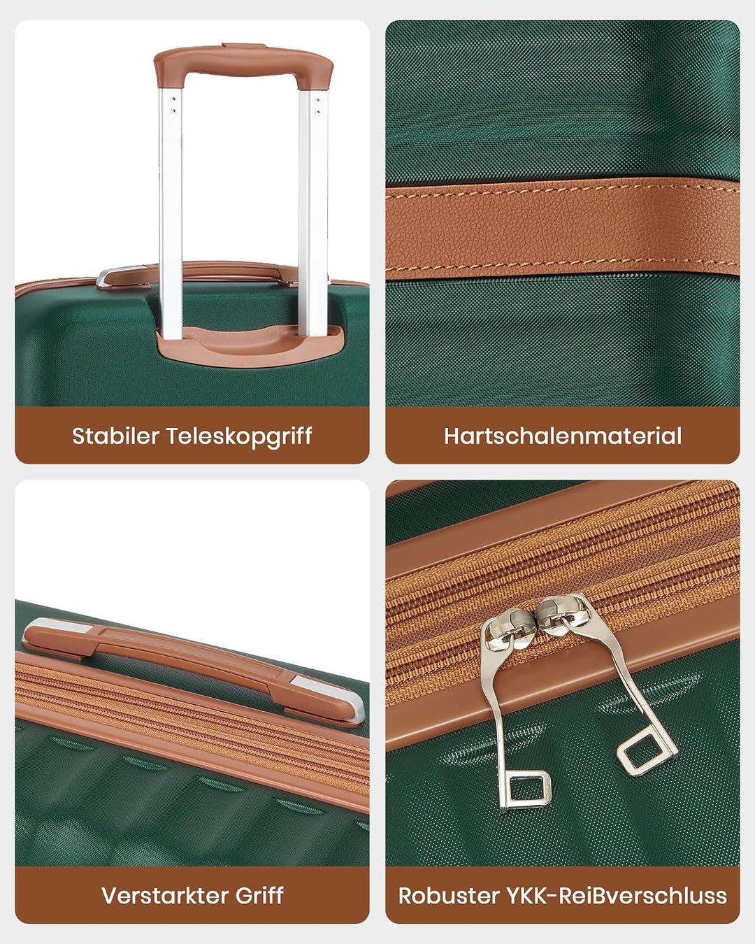 KONO Koffer 5er Set Hartschalenkoffer ABS+PC, Handgepäck/Mittel/Gross Reisekoffer mit TSA Schloss, E