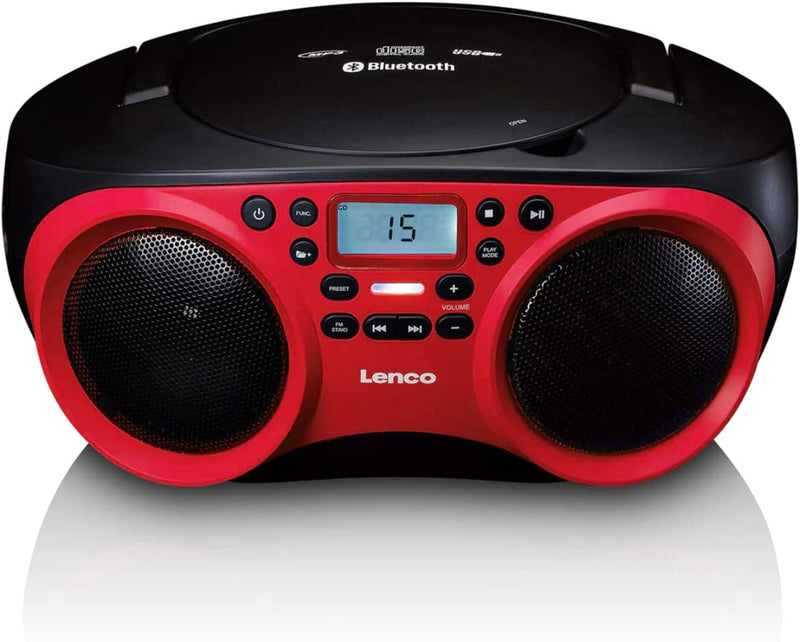 Lenco Radio CD-Player SCD-501 mit Bluetooth und USB in Rot/Schwarz rot / schwarz, rot / schwarz