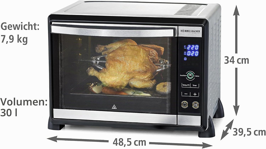 ROMMELSBACHER Elektronik Back &amp; Grill Ofen BGE 1580/E - 30 Liter Backraum &amp; Doppelkochplatte CT 3420