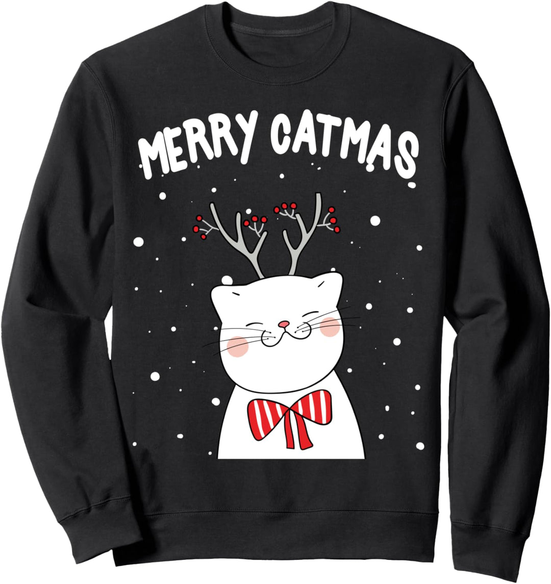Frohe Weihnachten Funny Christmas Cat Meowy Catmas Kätzchen Sweatshirt