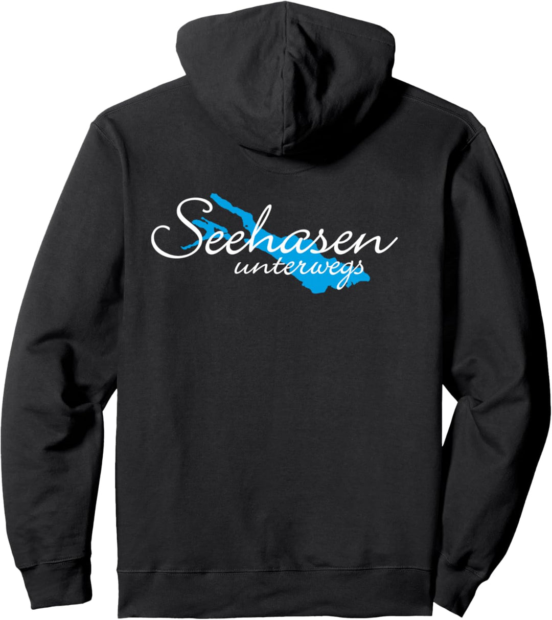 Seehasen Unterwegs (Weiss/Blau) Bodensee Pullover Hoodie
