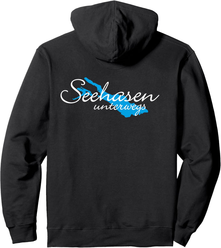 Seehasen Unterwegs (Weiss/Blau) Bodensee Pullover Hoodie