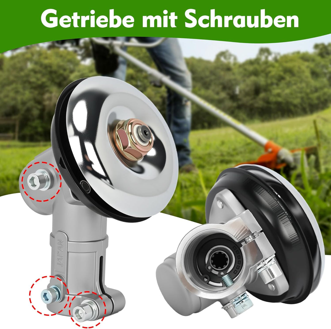 Freischneider Getriebe 26mm 9 Zähne, Universal Getriebekopf Rasenmäher Winkelgetriebe Rasentrimmer G