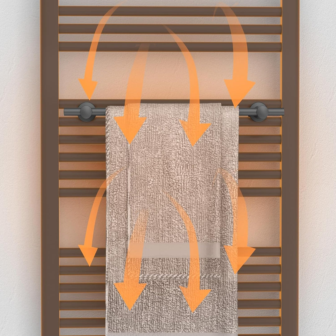 Heilmetz Handtuchhalter für Heizkörper, 460mm Handtuchstange Einfache Montage auf Badheizkörper und