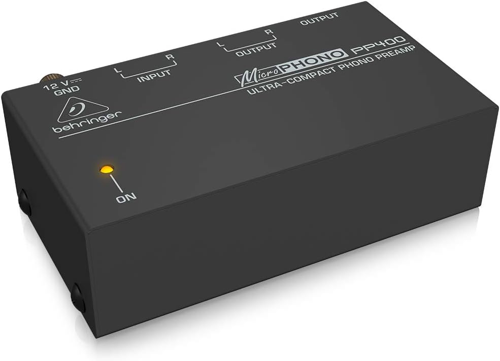 Behringer PP400 Mikrofon Plattenspieler Vorverstärker, Schwarz & Goobay Audio/Video Kabel (3,5mm Ste