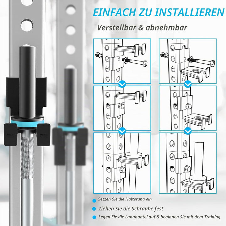 J Bryant Langhantelhalter für 3x3 &amp; 2x3 Power Racks - Ohne Bohren, Robuste Stahlstangenaufbewahrung