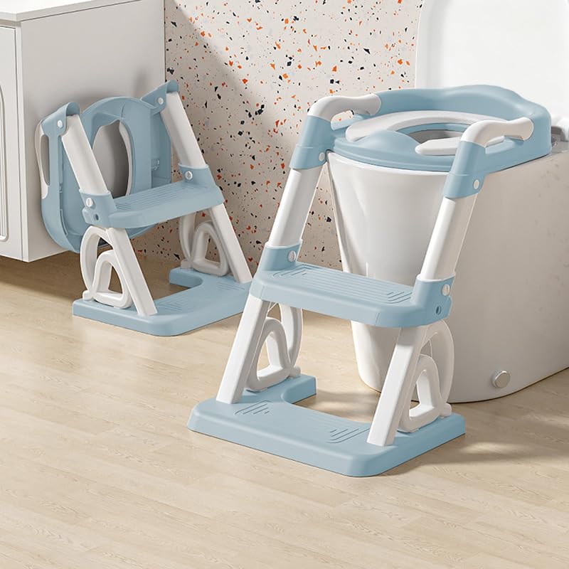 2-in-1 Toilettensitz für Kinder, Toilettensitz, faltbar und verstellbar, Treppe für Kinder, mit Leit