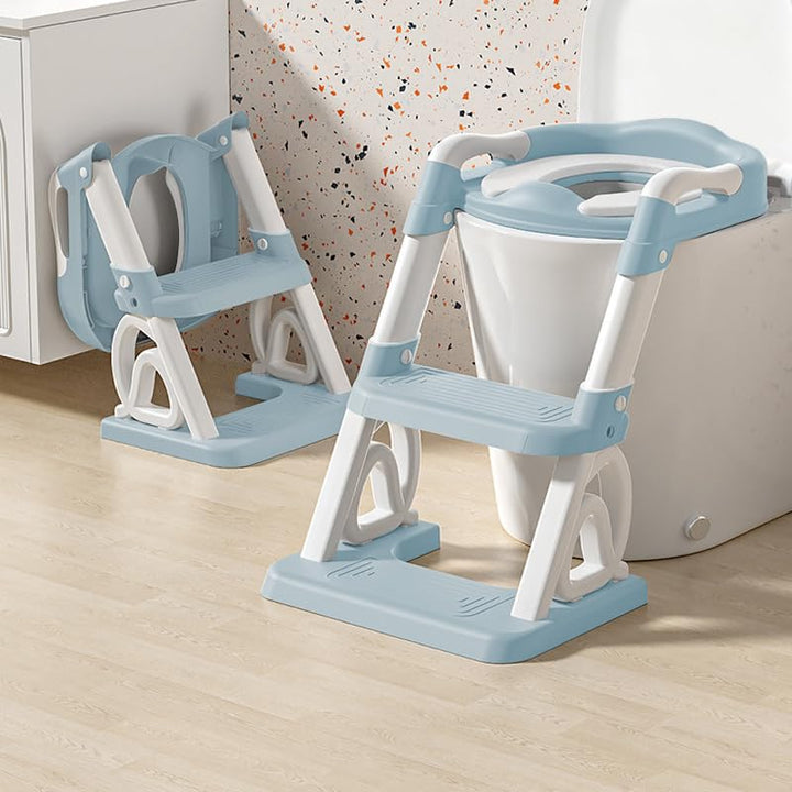 2-in-1 Toilettensitz für Kinder, Toilettensitz, faltbar und verstellbar, Treppe für Kinder, mit Leit