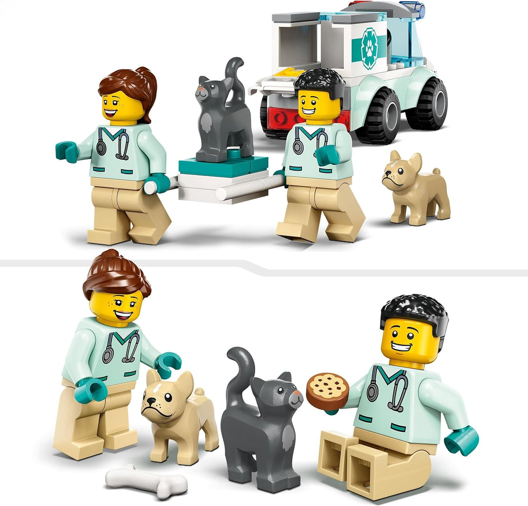 LEGO 60382 City Tierrettungswagen, Tierspielzeug mit Hunde- und Katzenfiguren sowie 2 Tierarzt-Minif