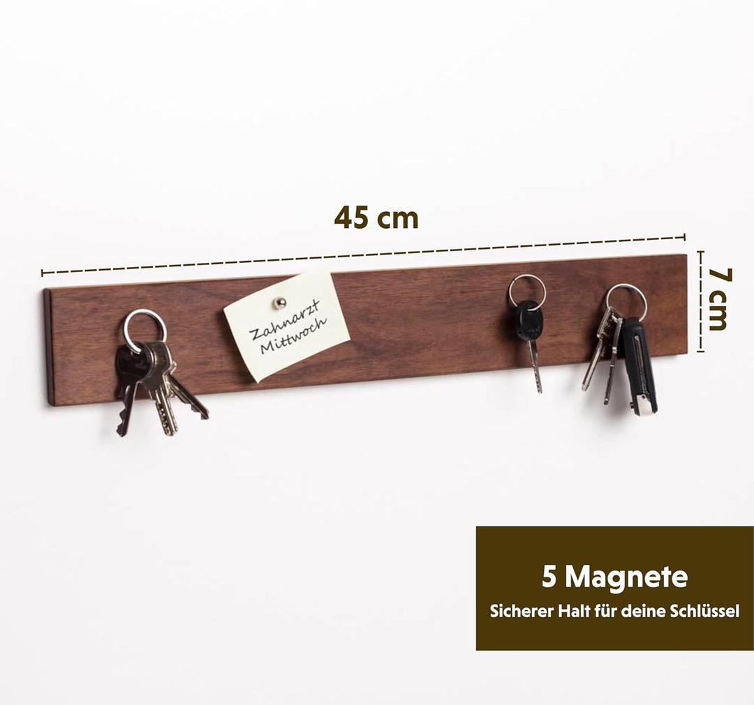 WOODS Schlüsselbrett Holz magnetisch I Schlüsselablage I magnetische Messerleiste I Wanddekoration a