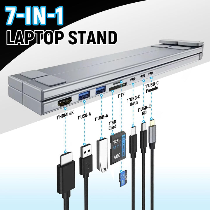 CISSIYOG Laptop Ständer,Höhenverstellbar und Faltbar,Laptop Ständer mit USB C 7in1 Dockingstation, H