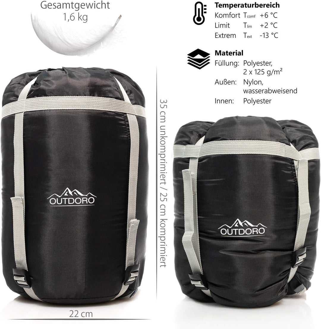 Outdoro Schlafsack 3-4 Jahreszeiten für Erwachsene Damen & Herren | Outdoor & Camping, Frühling, Her