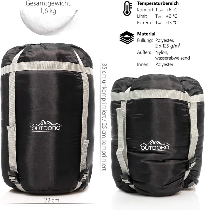 Outdoro Schlafsack 3-4 Jahreszeiten für Erwachsene Damen & Herren | Outdoor & Camping, Frühling, Her